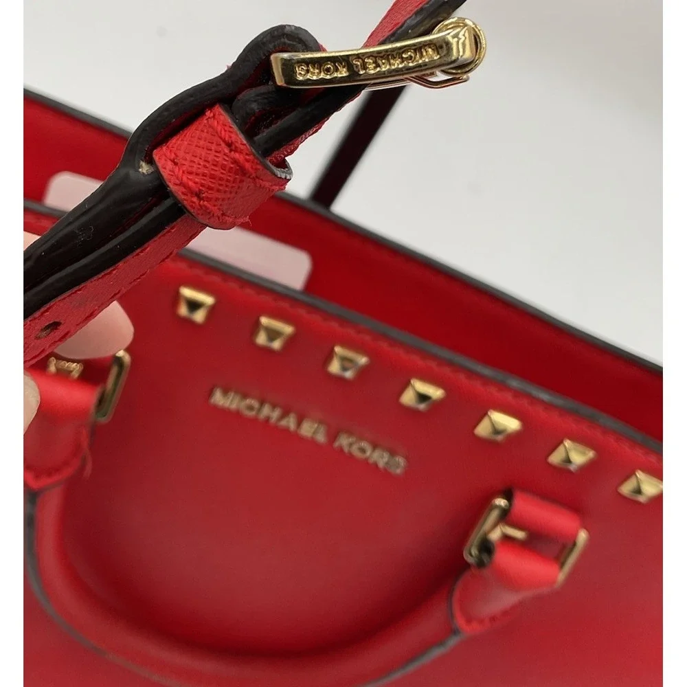 Michael Kors Studded Red Large Selma Studded Saffiano Tote